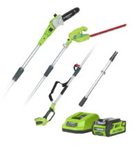 Greenworks G40PSHK2 40v Long Reach Hedge Trimmer & Pruner Combo with 2Ah battery and charger