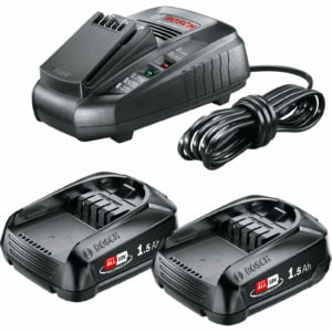 Bosch Genuine 18v Cordless Li-ion Twin Battery 1.5ah and 3A Fast Charger Set 1.5ah
