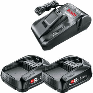 Bosch Genuine 18v Cordless Li-ion Twin Battery 1.5ah and 8A Fast Charger Set 1.5ah