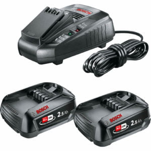 Bosch Genuine 18v Cordless Li-ion Twin Battery 2.5ah and 3A Fast Charger Set 2.5ah