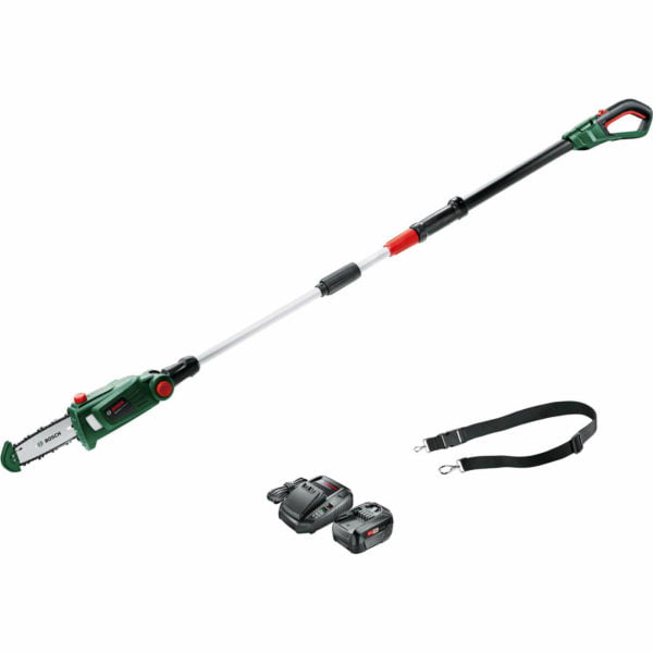 Bosch UNIVERSALCHAINPOLE 18v Cordless Telescopic Pole Tree Pruner 200mm 1 x 4ah Li-ion Charger