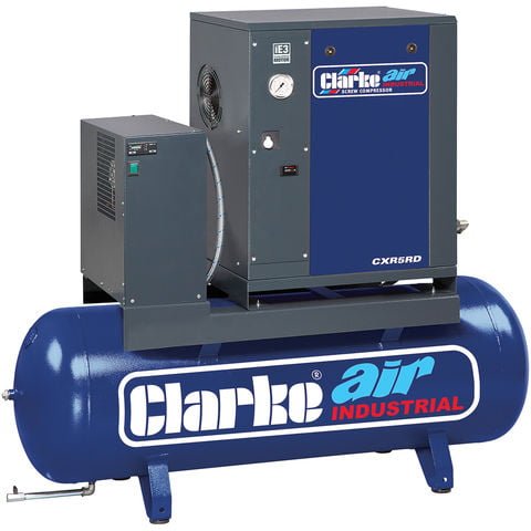 Clarke Clarke CXR5RD 17.1cfm 200Litre 5.5HP Industrial Screw Compressor with Air Receiver & Dryer (400V)
