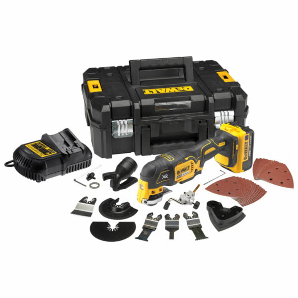 DeWalt DCS355 18v XR Cordless Brushless Oscillating Multi Tool 1 x 5ah Li-ion Charger Case & Accessories