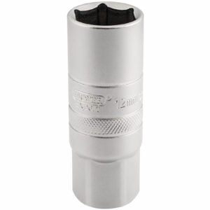 Draper 1/2" Drive Satin Chrome Hexagon Spark Plug Socket 3/8" 12mm