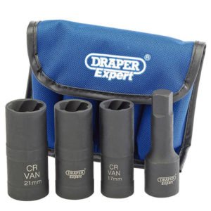 Draper Draper LWN/DS4 4 Piece 1/2" Drive Wheel Nut Double Impact Socket Set