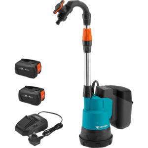 Gardena 2000/2 P4A 18v Cordless Rainwater Submersible Water Butt Tank Pump 2 x 4ah Li-ion Charger