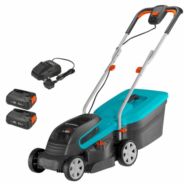 Gardena PowerMax 32 P4A 36v Cordless Rotary Lawnmower 320mm 2 x 2.5ah Li-ion Charger