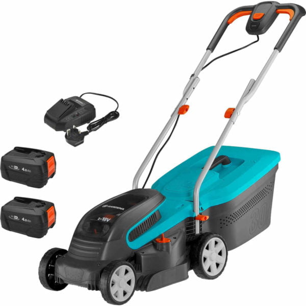 Gardena PowerMax 32 P4A 36v Cordless Rotary Lawnmower 320mm 2 x 4ah Li-ion Charger