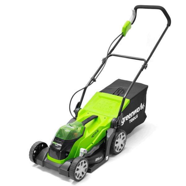 Greenworks G40LM35 40v Cordless Rotary Lawnmower 350mm 1 x 2ah Li-ion Charger