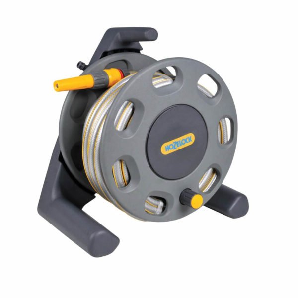 Hozelock Compact Floor Standing Hose Reel 1/2" / 12.5mm 25m Grey & Yellow