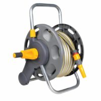 Hozelock Floor and Wall Mounted Hose Reel 1/2" / 12.5mm 25m Grey & Yellow