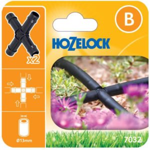 Hozelock MICRO Supply Pipe Cross Connector 1/2" / 12.5mm Pack of 2