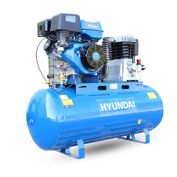 Hyundai 200 Litre Air Compressor, 29CFM/145psi, Twin Cylinder, Belt Drive Petrol Engine 14HP | HY140200PS