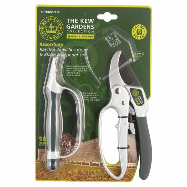 Kew Gardens Anvil Secateurs and Sharpener Set