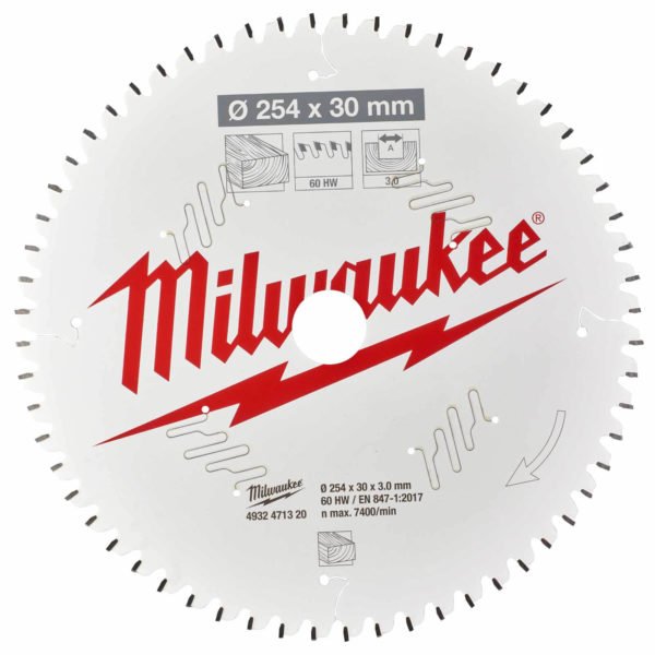 Milwaukee Negative Rake Circular Mitre Saw Blade 216mm 60T 30mm