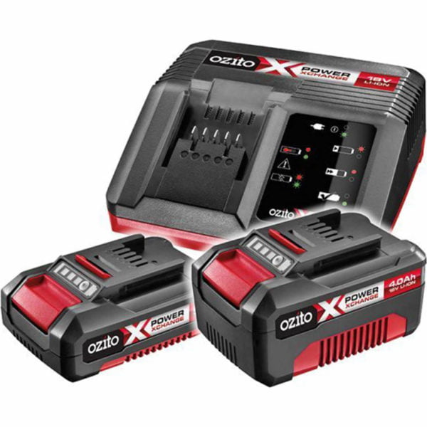 Ozito PXBC-007U 18v Cordless Fast Power X-Change Battery Charger, Battery 2ah and Battery 4ah 2ah & 4ah