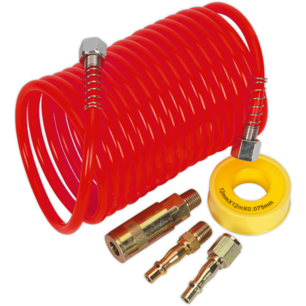 Sealey AHK03 Coiled Air Line Hose Kit 5mm 5m