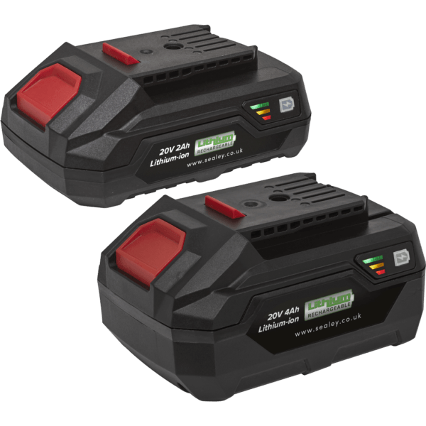 Sealey BK24 20v Cordless SV20V Li-ion Battery 2ah and 4ah Pack of 2 2ah & 4ah