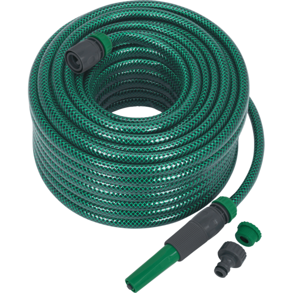 Sealey Garden Hose Pipe with Fittings 1/2" / 12.5mm 30m Green