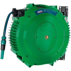 Sealey Heavy Duty Retractable Wall Mounted Hose Reel 1/2" / 12.5mm 18m Green