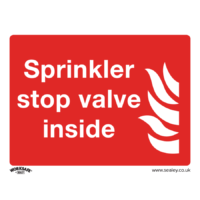 Sealey Rigid Plastic Sprinkler Stop Valve Sign 200mm 150mm Standard