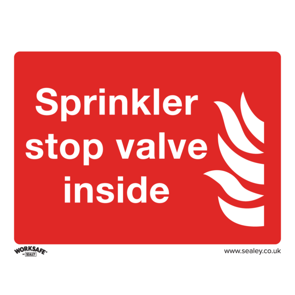 Sealey Rigid Plastic Sprinkler Stop Valve Sign Pack of 10 200mm 150mm Standard