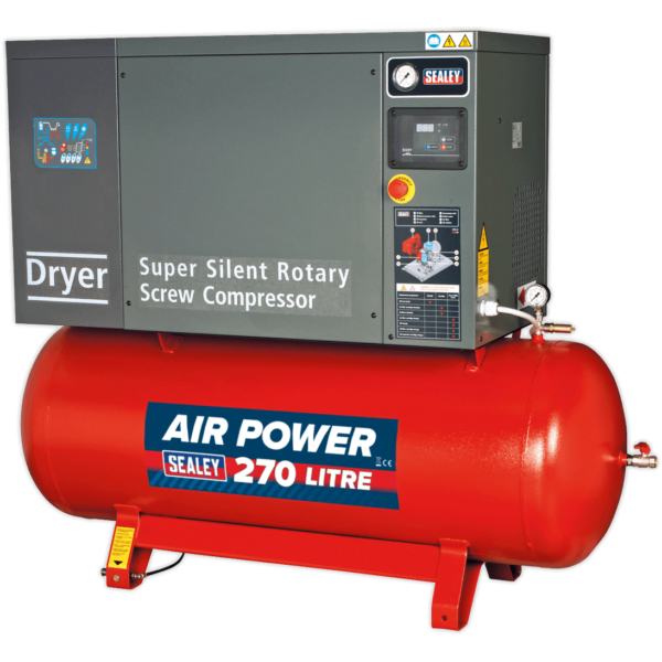 Sealey SSC12710D Low Noise Screw Air Compressor with Dryer 270 Litre 415v