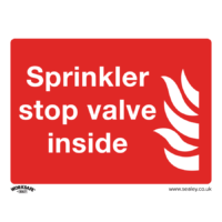 Sealey Self Adhesive Vinyl Sprinkler Stop Valve Sign 200mm 150mm Standard