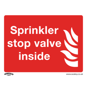 Sealey Self Adhesive Vinyl Sprinkler Stop Valve Sign Pack of 10 200mm 150mm Standard