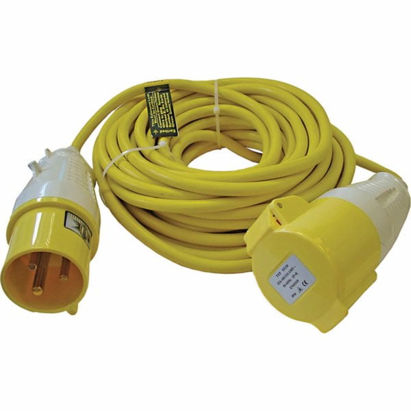 Sirius Extension Trailing Lead 16 amp Heavy Duty Yellow Cable 110v