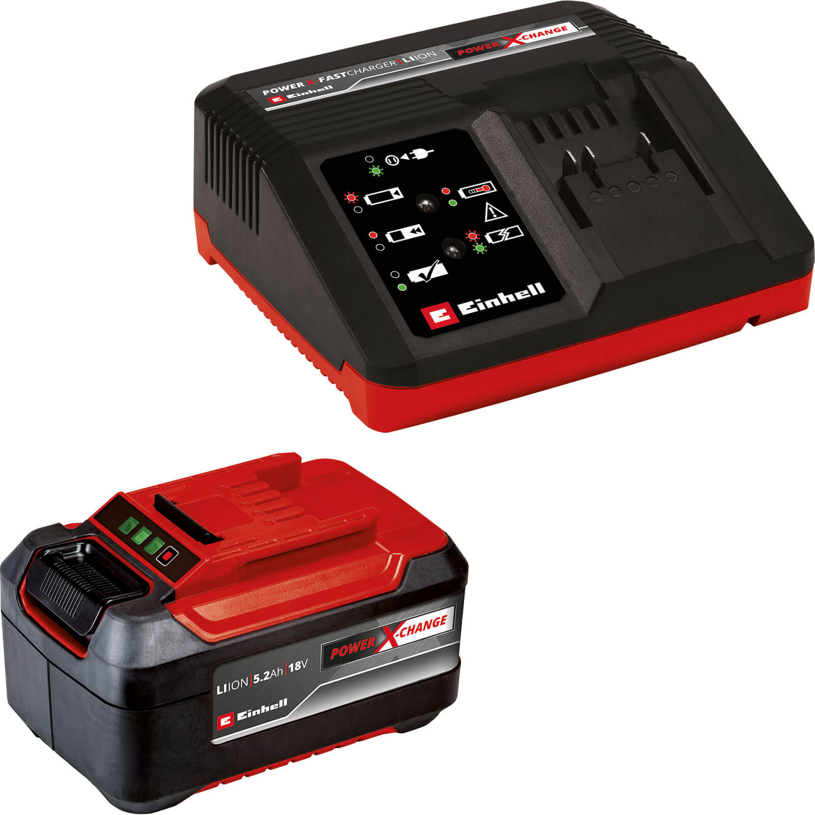 Einhell Genuine 18v Power X-Change Plus 5.2ah Li-ion Battery and Charger 5.2ah