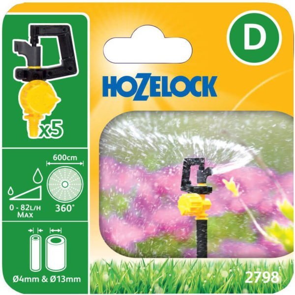 Hozelock MICRO 360° Vari Rotor Mini Adjustable Sprinkler 5/32" / 4mm Pack of 5