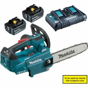 Makita DUC256 18v LXT Cordless Brushless Top Handled Chainsaw 250mm 2 x 6ah Li-ion Charger