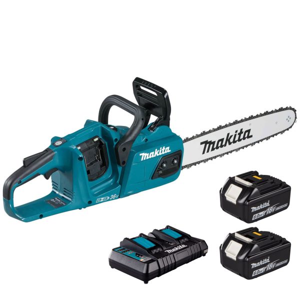 Makita DUC355 18v LXT Cordless Brushless Chainsaw 350mm 2 x 5ah Li-ion Charger