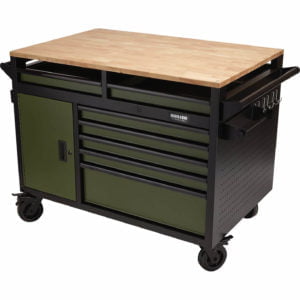 Draper Bunker 14 Drawer Multi Functional Workbench Tool Roller Cabinet Black / Green