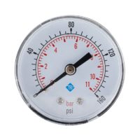 0-160psi/0-11bar Axial Pressure Gauge, Stainless Iron Housing, Bottom Mount 1/4 bspt, Air Pressure Gauge Water Pressure Gauge Hydraulic Pressure