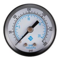 0-20 bar/0-300 psi Axial Pressure Gauge, Stainless Iron Housing, Bottom Mount 1/8 bspt, Air Pressure Gauge Water Pressure Gauge Hydraulic Pressure