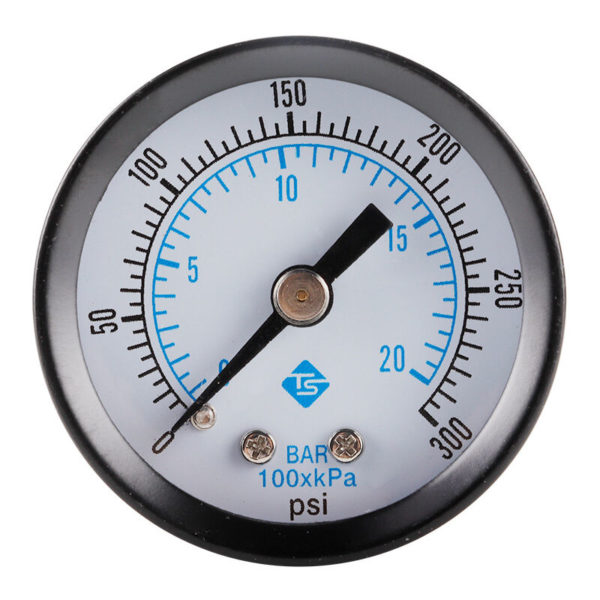 0-20 bar/0-300 psi Axial Pressure Gauge, Stainless Iron Housing, Bottom Mount 1/8 bspt, Air Pressure Gauge Water Pressure Gauge Hydraulic Pressure