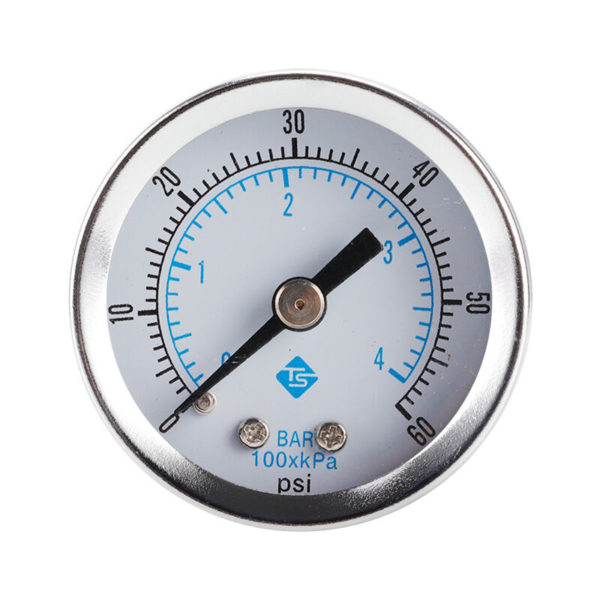 0-60psi/0-4bar Axial Pressure Gauge, Stainless Iron Housing, 1/8 npt Bottom Mount, Air Pressure Gauge Water Pressure Gauge Hydraulic Pressure Gauge