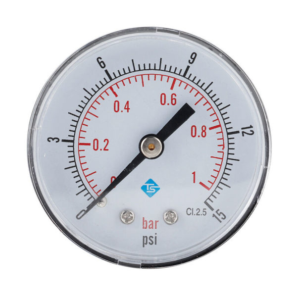 0-60psi/0-4bar Axial Pressure Gauge, Stainless Iron Housing, Bottom Mount 1/4 BSPT, Air Pressure Gauge Water Pressure Gauge Hydraulic Pressure Gauge