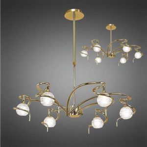 09-diyas - Dali Convertible Pendant Lamp Semi Telescopic Ceiling Light 6 Bulbs G9, polished brass