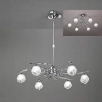 09-diyas - Fragma Convertible Telescopic Semi-Ceiling Lamp 6 Bulbs G9, polished chrome