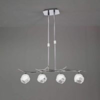 09-diyas - G9 Line 4 Bulbs Telescopic Fragma Pendant, Polished Chrome