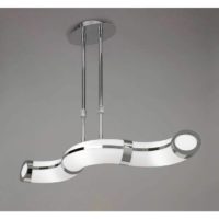 09-diyas - Guss Telescopic Pendant Lamp E27 3 Bulbs E27 Bar, Polished Chrome/Aryl White