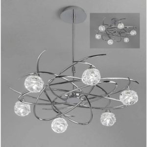 09-diyas - Maremagnum Semi-Flush Convertible Telescopic 6 G9 Bulbs, Polished Chrome