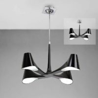 09-diyas - Ora Convertible Telescopic Semi-Ceiling Light 4 Bulbs E27, shiny black / white arylic / polished chrome