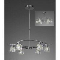 09-diyas - Semi-Flush Iku Convertible telescopic 6 G9 bulbs, satin nickel