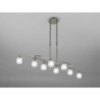 09-diyas - Telescopic Loop pendant light 8 G9 eco Line bulbs, satin nickel