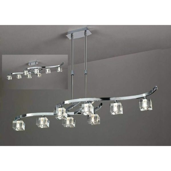 09diyas - Cuadrax Convertible Telescopic Semi-Ceiling Light 8 Bulbs G9, Polished Chrome