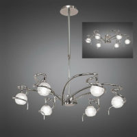 09diyas - Dali Convertible Semi-Telescopic Ceiling Hanging Lamp 6 Bulbs G9, Polished Chrome